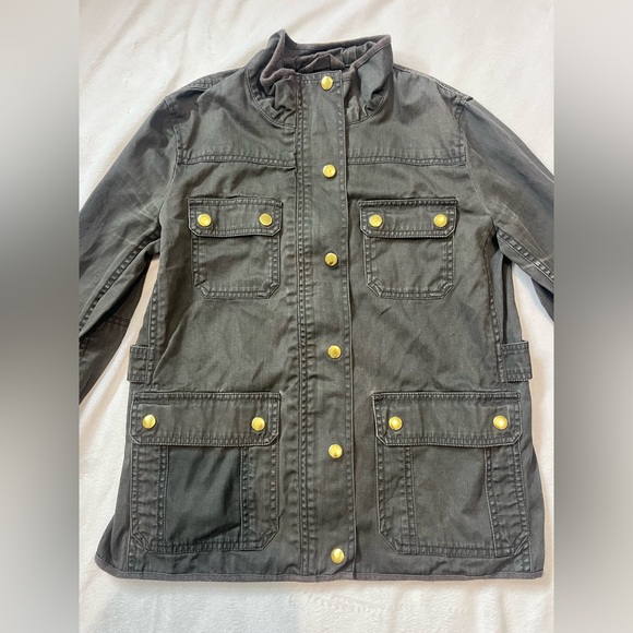 J. Crew Relaxed Boyfriend Field Utility Jacket Army Green Women’s Medium Petite - Picture 2 of 16